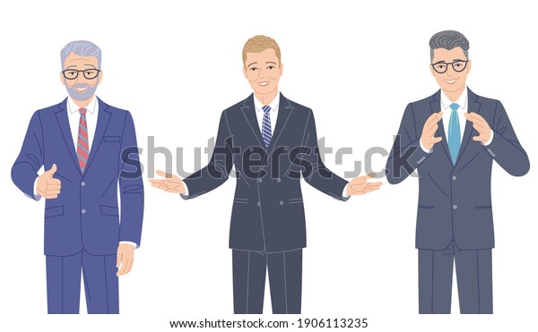 Confident Speaking Men Strict Clothes Isolated Stock Vector (Royalty ...