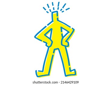 Confident stick figure. Hand-drawn vector data.
