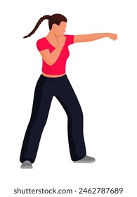 Confident strong woman giving a punch, fight and self-defense concept, isolated