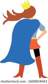  Confident Superhero Woman with Crown and Flowing Cape