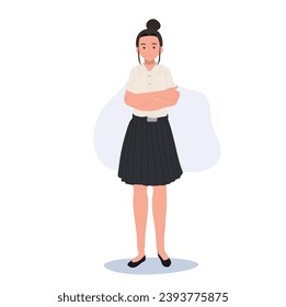 Confident Thai University Student in Uniform Studying for Academic Success