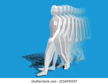 Confident walker and its afterimage Vector illustration