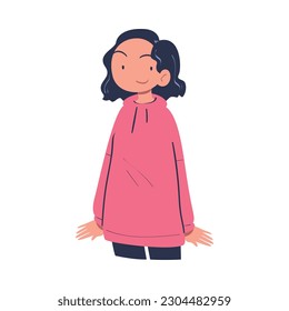 Confident Woman Character with Satisfied Face Expressing Self Pride Vector Illustration