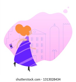 Confident woman flat vector character. Successful modern girl running, walking in the city. Cartoon business woman, elegant lady hurrying up at work. Female employer, employee vector illustration