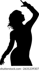 Confident Woman Pointing Upward Silhouette