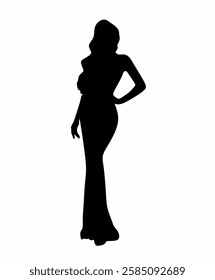 confident woman silhouette in high heels