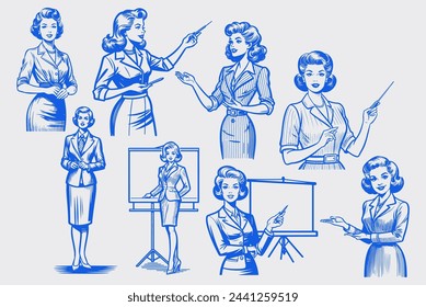 A confident woman speaks. Illustration Set in a bold Pop Art style. Perfect for education, coaching, or political themes.