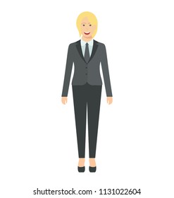 
Confident Young Business Woman With Blonde Hair Standing Alone 
