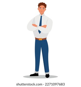 Confident young businessman on white background