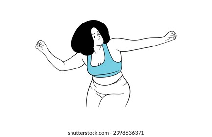 Confident young woman dancing vector illustrations