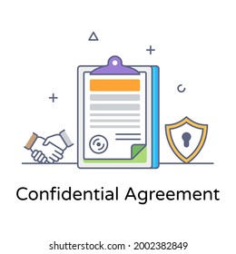 Confidential agreement flat outline vector, premium download