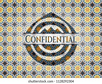 Confidential arabesque emblem background. arabic decoration.