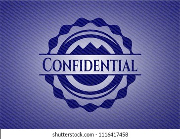 Confidential badge with denim texture