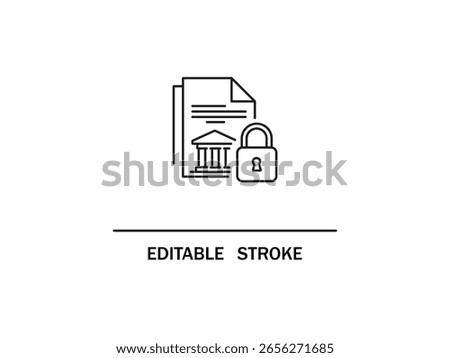 Confidential bank document secured with lock for data privacy and financial security