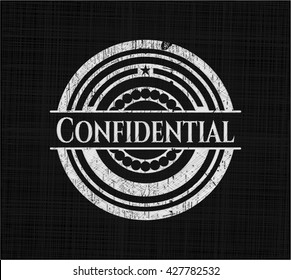 Confidential chalk emblem, retro style, chalk or chalkboard texture