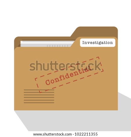 Confidential and classified data, top secret data concept illustration. paper with folder and label file confidential. flat vector illustration