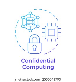 Confidential computing blue gradient concept icon. Type of privacy enhancing technologies. Secure data processing. Round shape line illustration. Abstract idea. Graphic design. Easy to use in article