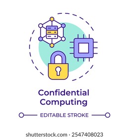 Confidential computing multi color concept icon. Type of privacy enhancing technologies. Secure data processing. Round shape line illustration. Abstract idea. Graphic design. Easy to use in article