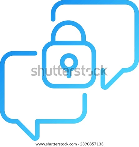 Confidential conversation pixel perfect gradient linear vector icon. Chat balloons with padlock. Safe communication. Thin line color symbol. Modern style pictogram. Vector isolated outline drawing