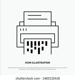 Confidential, Data, Delete, Document, File, Information, Shredder Line Icon Vector
