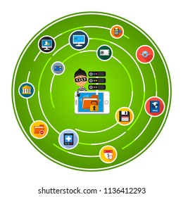 Confidential data flat icons concept. Vector illustration. Element template for design.