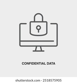 Icono o logotipo de línea delgada de datos confidenciales. Símbolo o signo en el tema de gestión empresarial. Ilustración de línea de Vector.