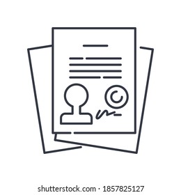 Confidential document icon, linear isolated illustration, thin line vector, web design sign, outline concept symbol with editable stroke on white background.