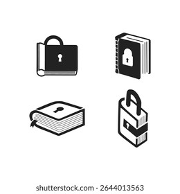 Confidential Document Silhouettes. Locked Books and Padlocks