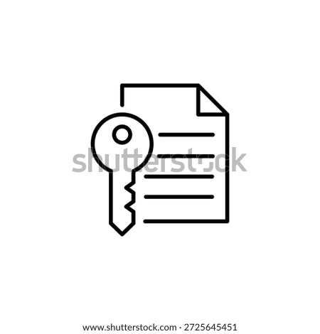 Confidential Document Unlocked With Key Outline Icon