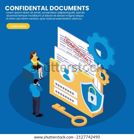Confidential documents isometric 3d vector concept for banner, website, illustration, landing page, flyer, etc.