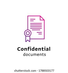 Confidential Documents written black color with amazing purple gradient icon