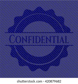 Confidential emblem with denim high quality background