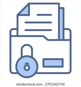 Confidential Folder Blue Icon Vector Illustration