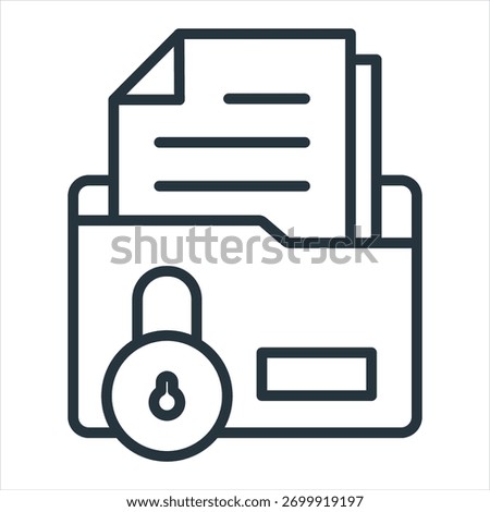 Confidential Folder Outline Icon Vector Illustration