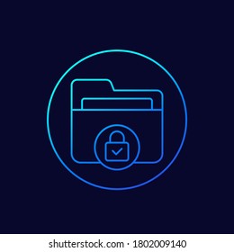 confidential folder, protected data line vector icon