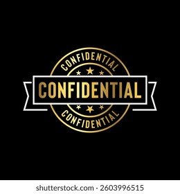 Confidential Golden Stamp Seal Vector Template