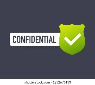 Confidential green stamp vector, isolated on transparent background. Flat icon. Vector stock illustration.