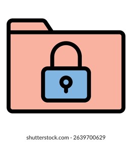 Confidential icon flat line style illustration representing private and sensitive information, suitable for legal, corporate, and security-related projects