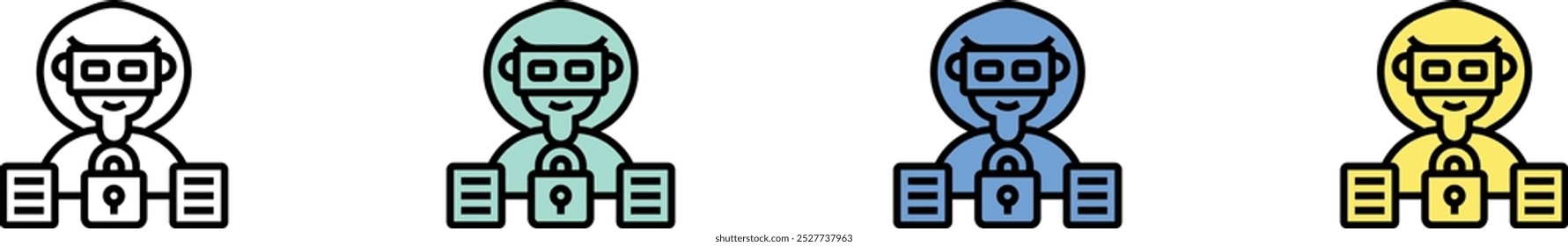 confidential icon. Outline, Green, Blue and Yellow Style Design Isolated On White Background