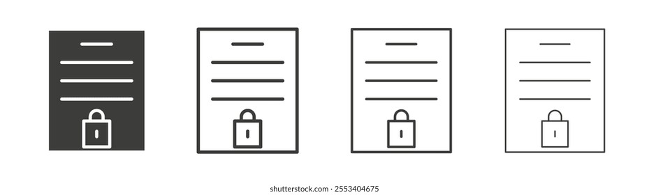 Confidential icons collection. vector set in black color