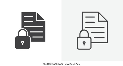Confidential icons. flat and line style set