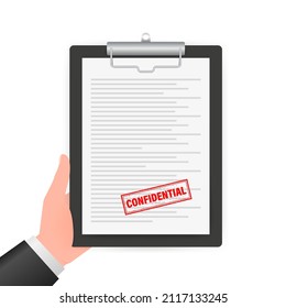 Confidential on document icon. Padlock icon. Vintage confidential, great design for any purposes