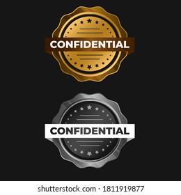 Confidential Privacy Protected Secure Information Cyber Badge Label Icon Vector