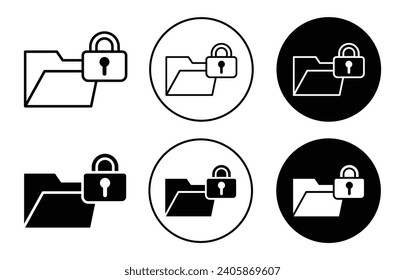 Confidential Project file folder icon in flat outline style vector set