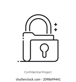 Confidential Project Icon. Outline Style Icon Design Isolated On White Background