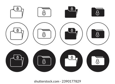 Confidential project line icon set. Secret sensitive information symbol. Non-disclosure agreement symbol for ui designs.