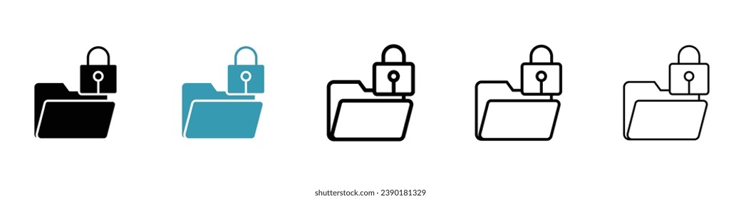 Confidential Project vector icon set. Secret sensitive information symbol. Non-disclosure agreement symbol in black and white color.