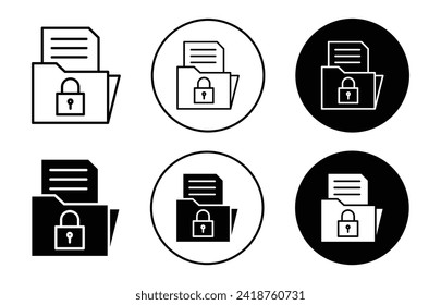 Confidential Project vector icon set collection. Confidential Project Outline flat Icon.