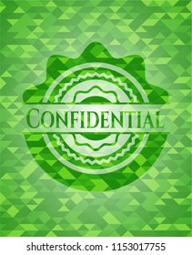 Confidential realistic green mosaic emblem
