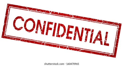 Confidential Red Square Vector Stamp Isolated On White Background